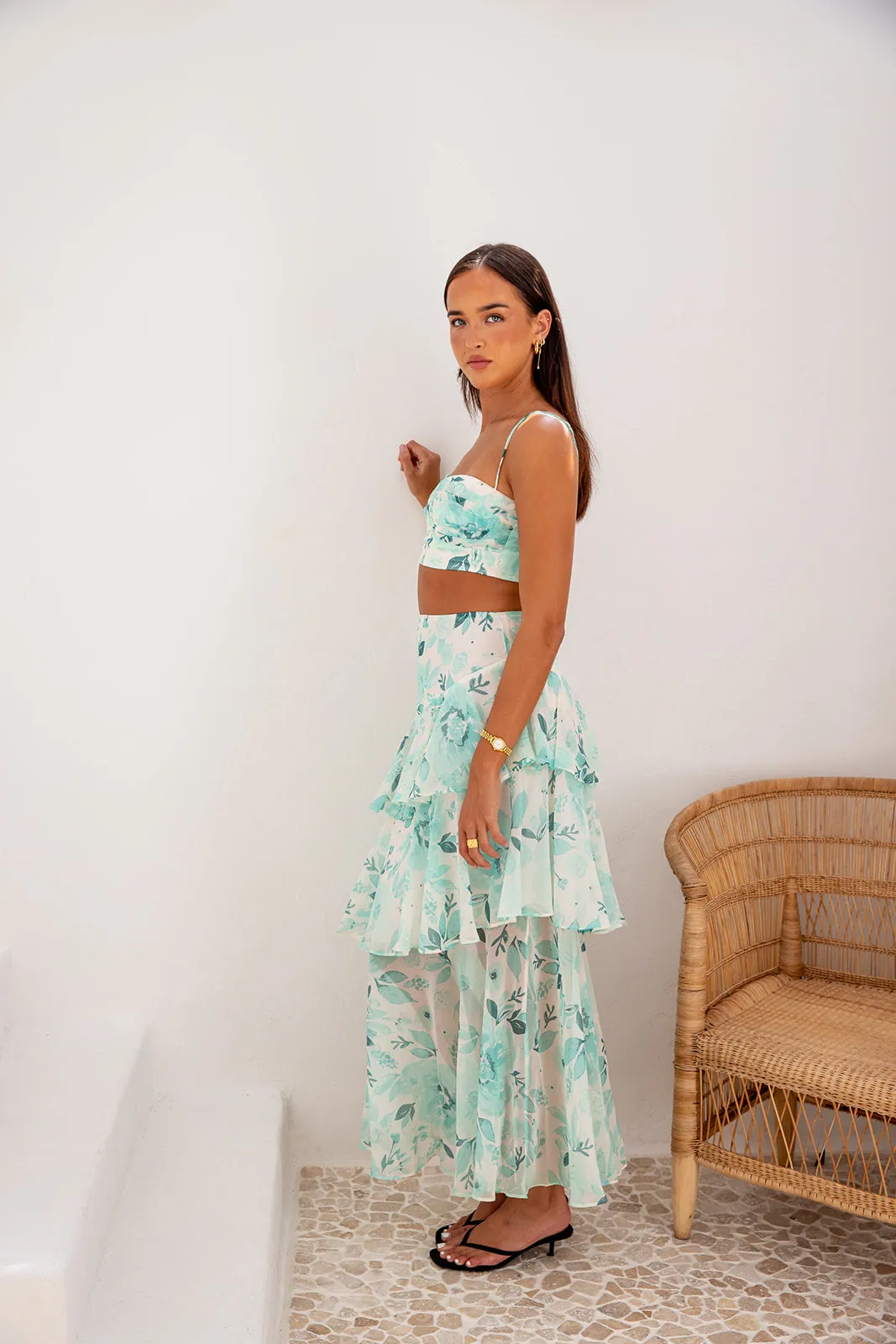 Luna Set-Green Top And Skirt