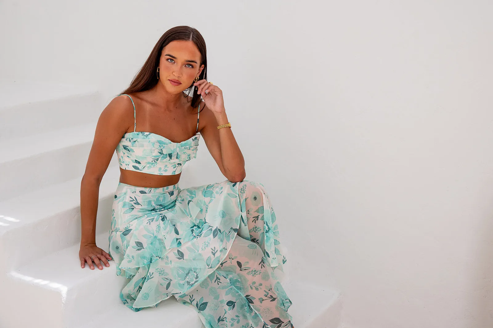 Luna Set-Green Top And Skirt