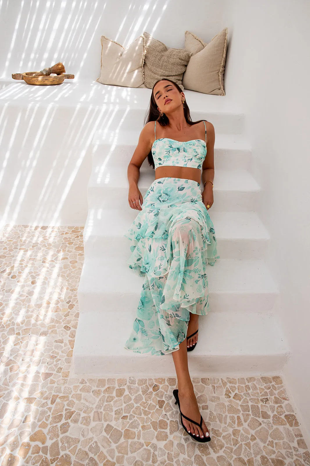 Luna Set-Green Top And Skirt