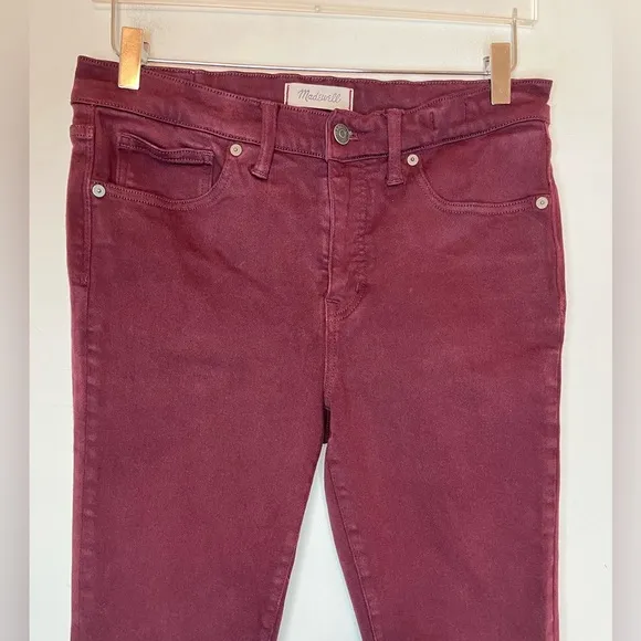 Madewell 9&quot; Maroon High Riser Skinny Skinny pants Size 29