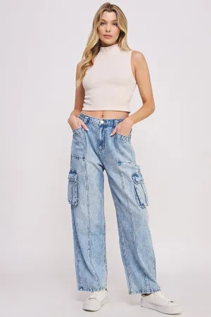 Mandy Baggy High Waisted Ankle Cargo Jeans