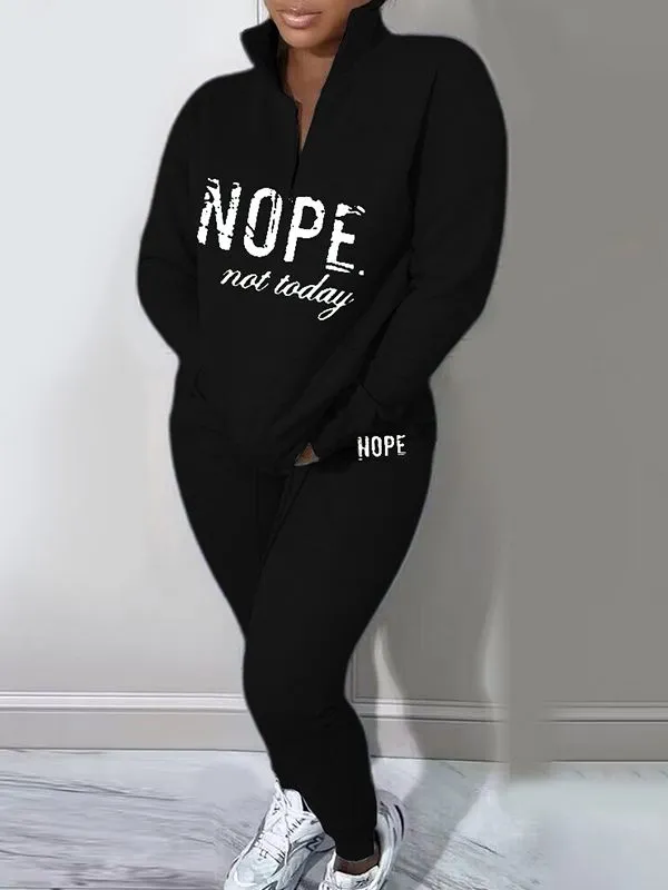 mangocouture Letter Quarter-zip Sweatshirt Set