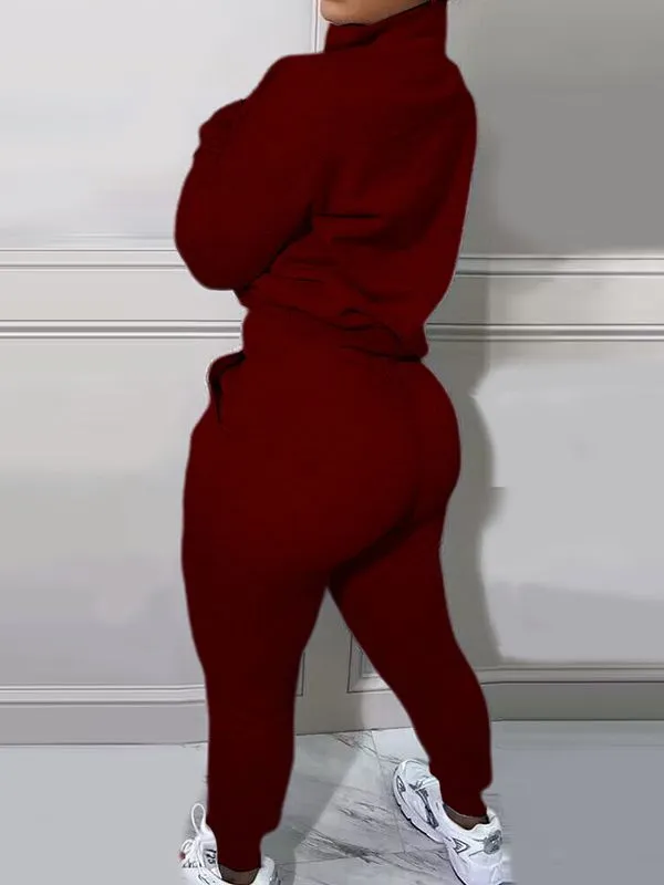 mangocouture Letter Quarter-zip Sweatshirt Set