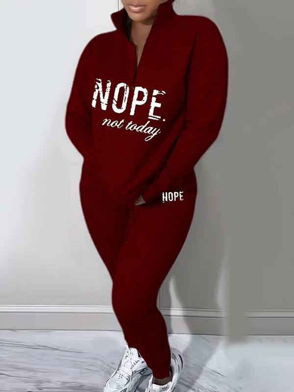mangocouture Letter Quarter-zip Sweatshirt Set