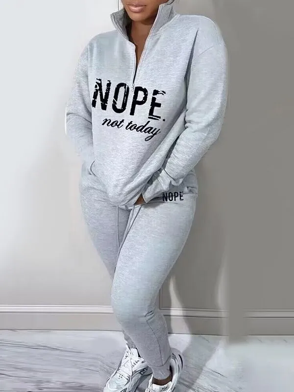mangocouture Letter Quarter-zip Sweatshirt Set