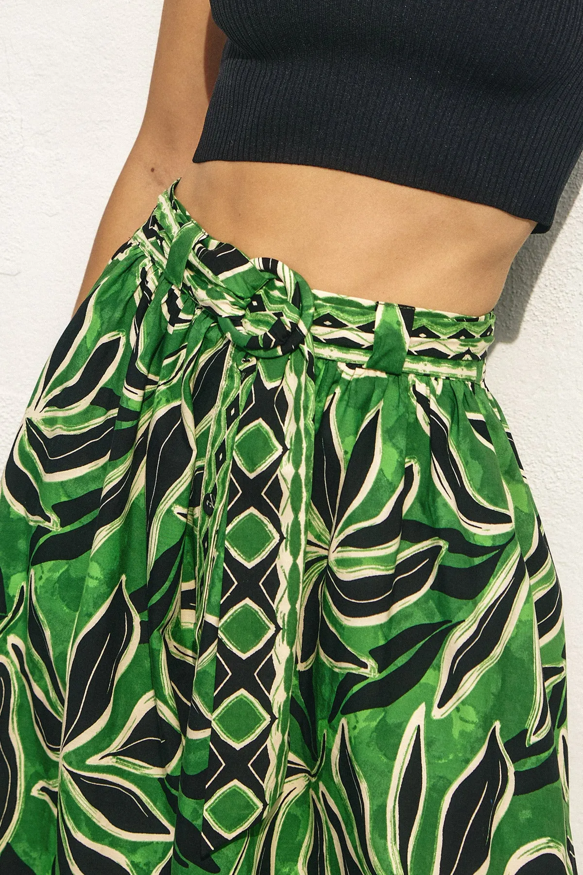 Marine Buckled Belt Button Down Maxi Skirt