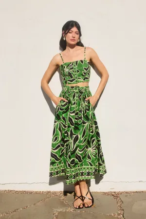 Marine Buckled Belt Button Down Maxi Skirt