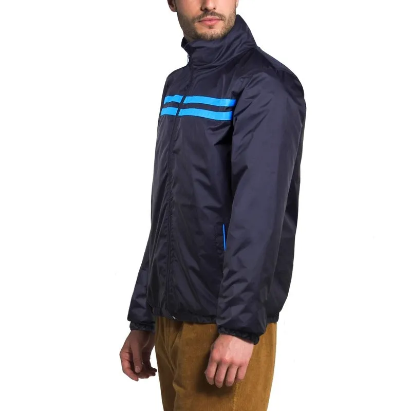 Men's Activewear Jacket - Stylish Winter Jacket with Pockets | M Size | Black with Blue Stripes