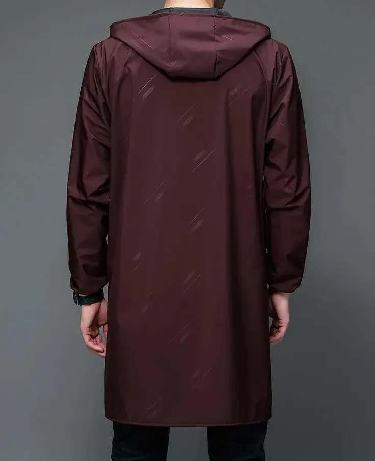 Men's Hooded Lightweight Trench Raincoat