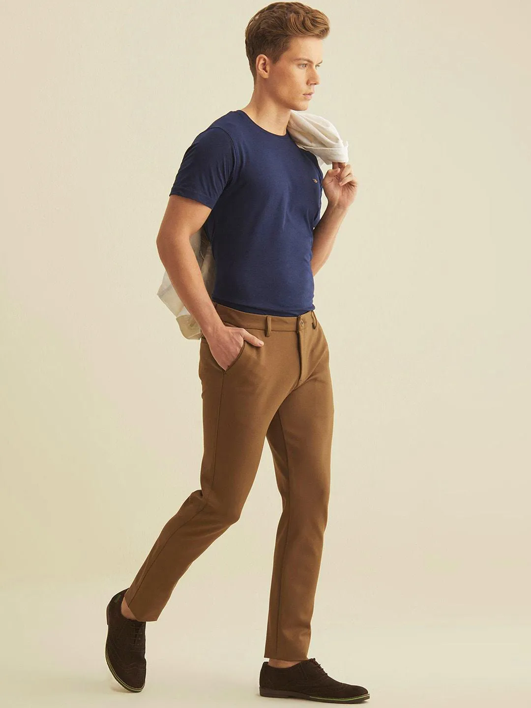 Men's Imported Textured Velen Cool Camel Pant