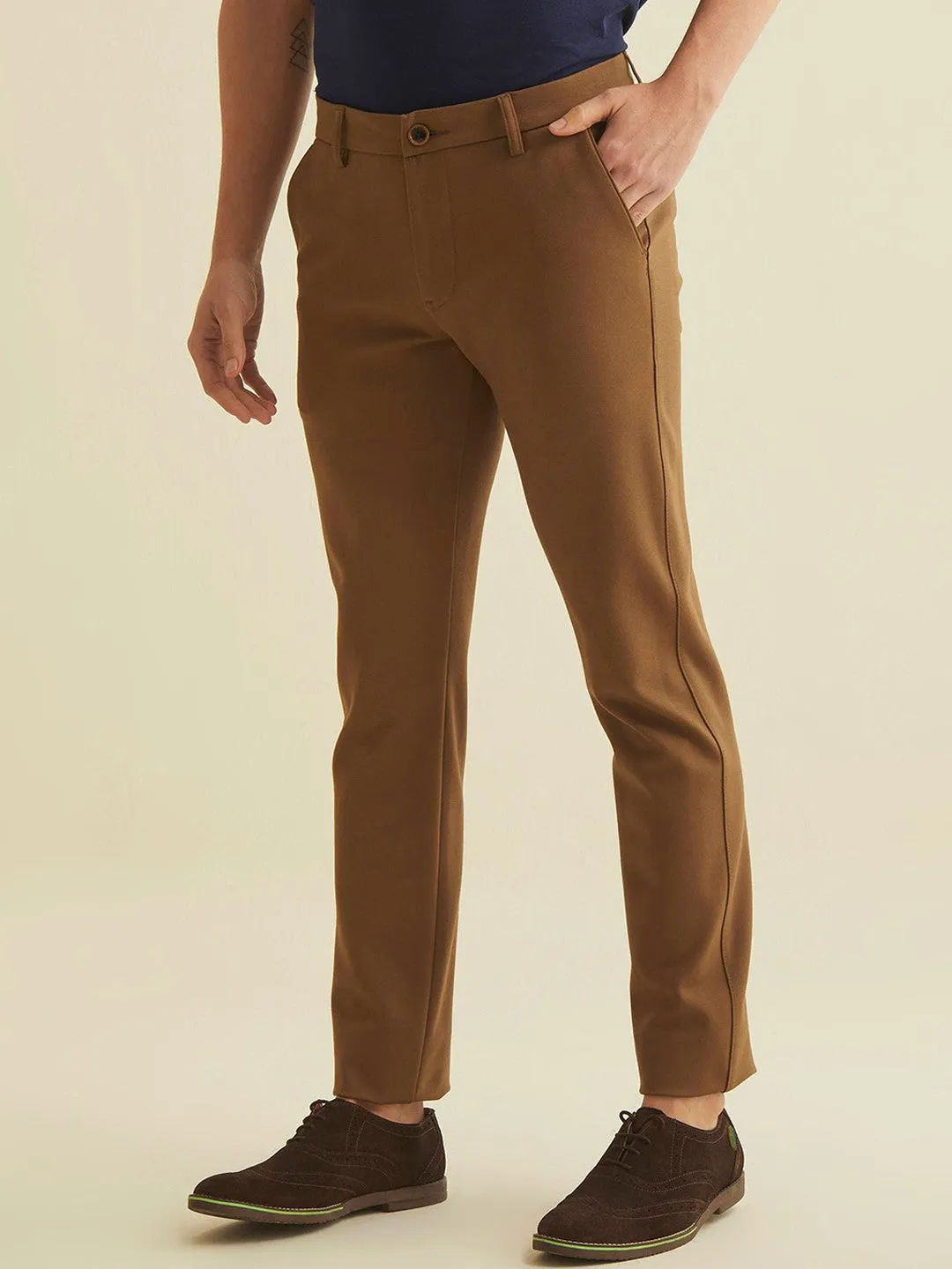Men's Imported Textured Velen Cool Camel Pant