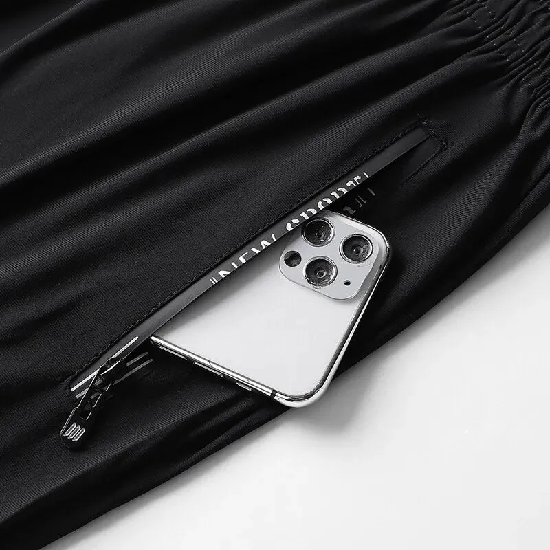 Men's Quick-Drying Sports Pants - Joggers Sportswear, Solid Sweatpants, Male Elastic Trousers