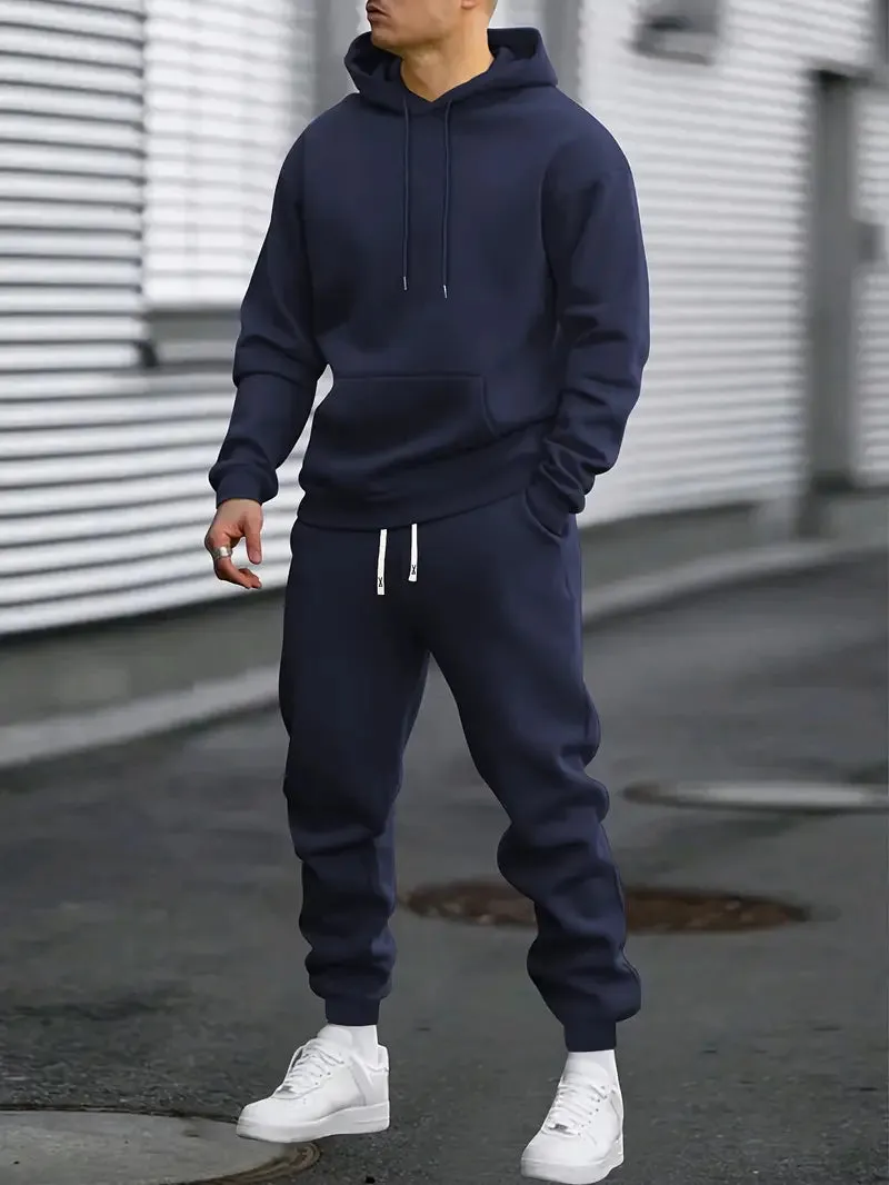 Men's Sports Suit Set - Sweatshirt and Jogger Pants for Outdoor Running and Jogging