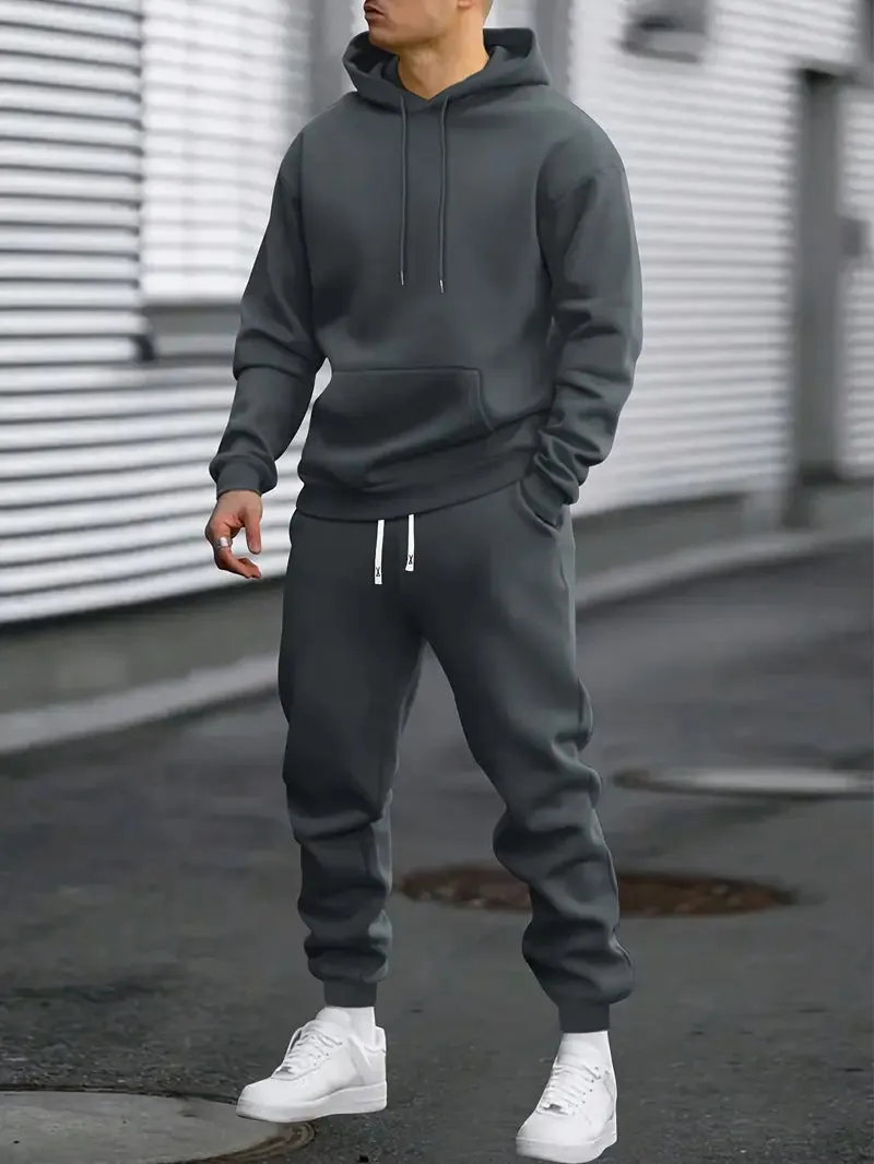 Men's Sports Suit Set - Sweatshirt and Jogger Pants for Outdoor Running and Jogging