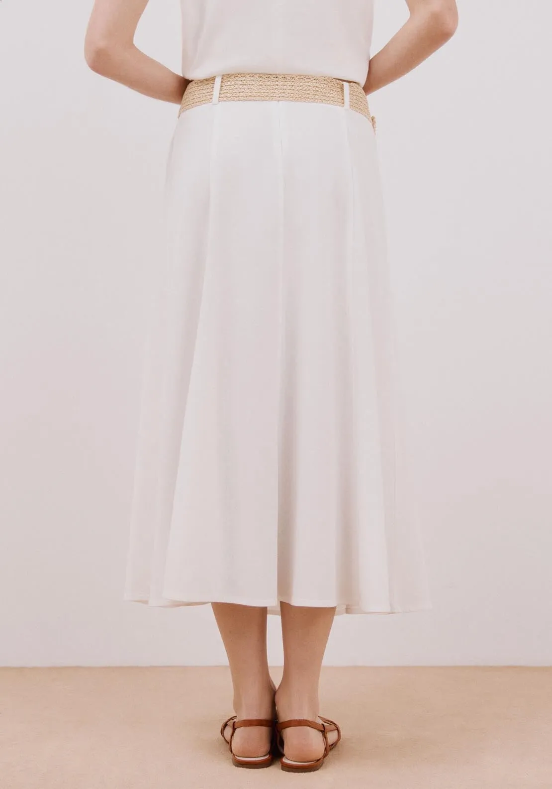 Midi Cape Skirt - White