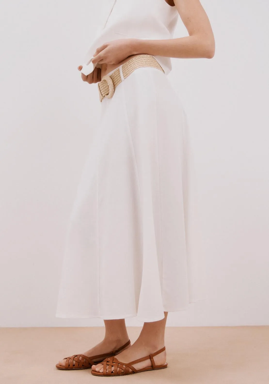 Midi Cape Skirt - White