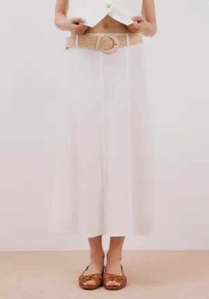 Midi Cape Skirt - White