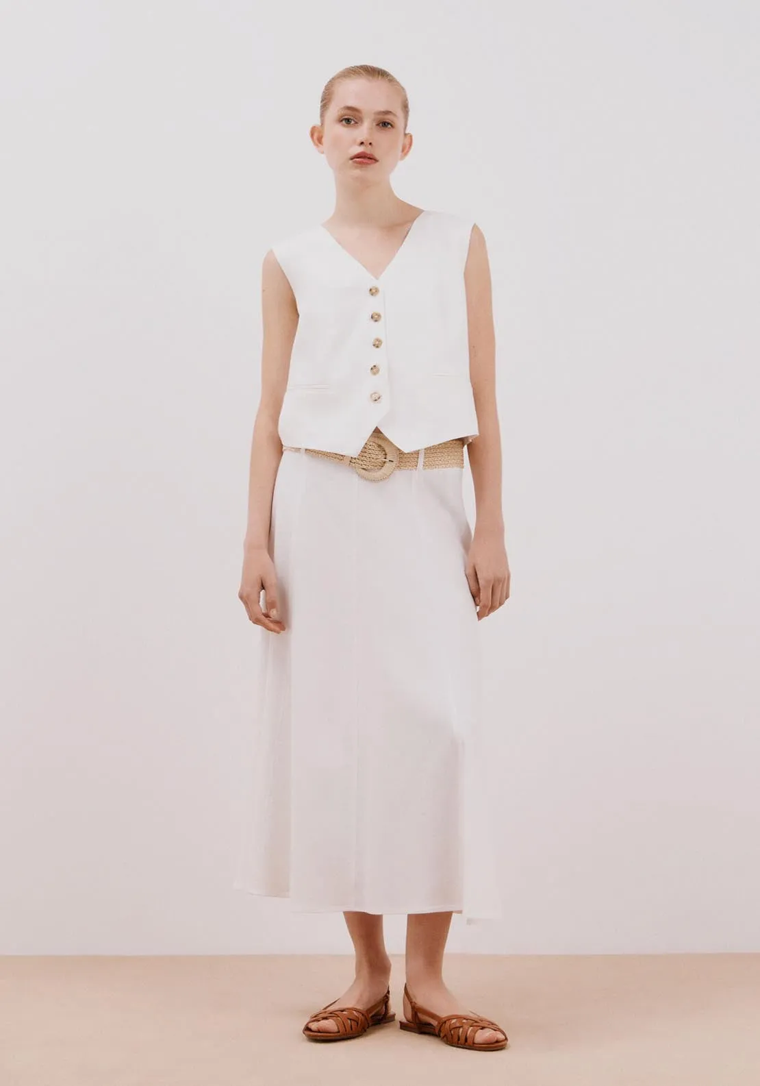 Midi Cape Skirt - White