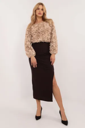 Midi pencil skirt with a slit