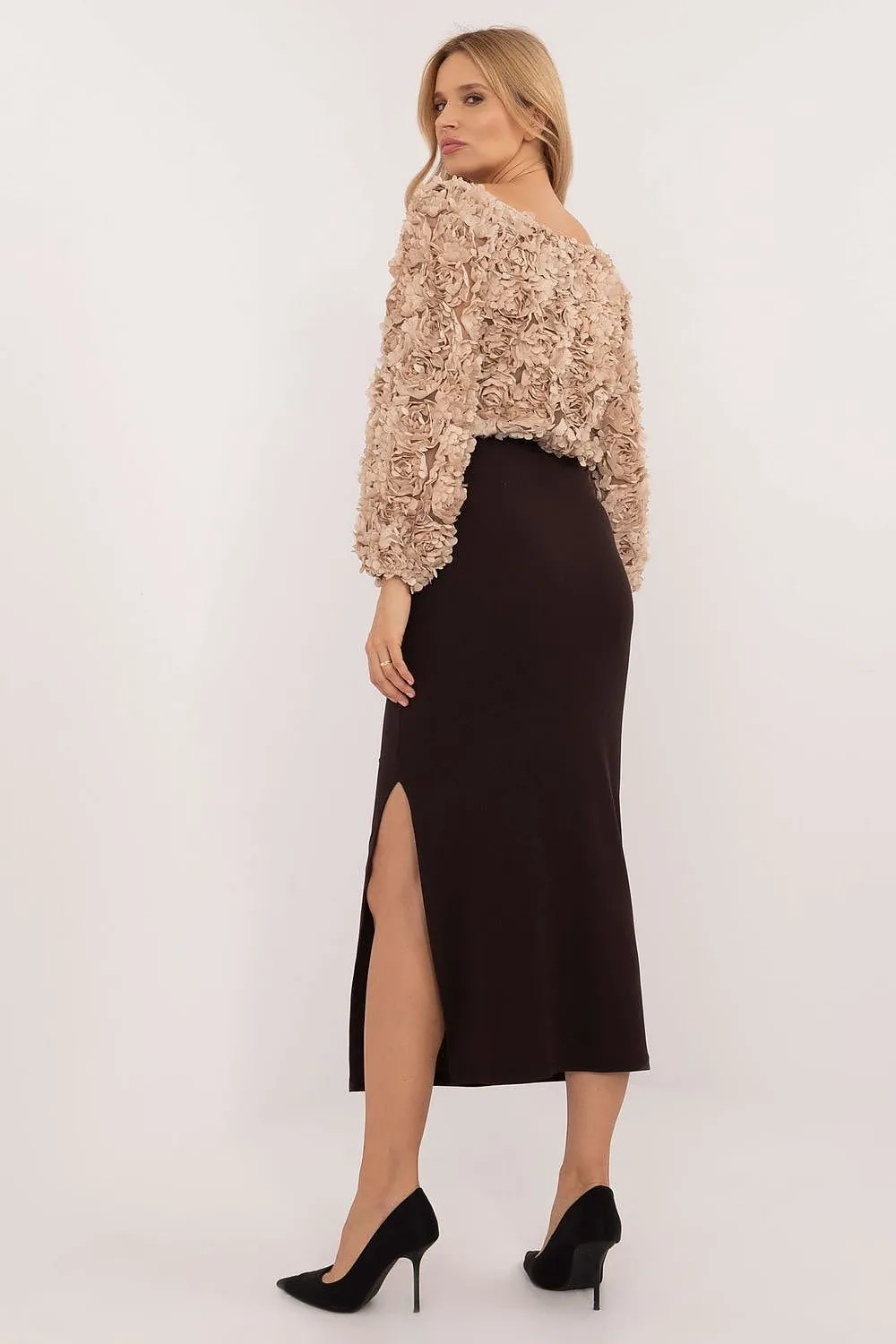 Midi pencil skirt with a slit