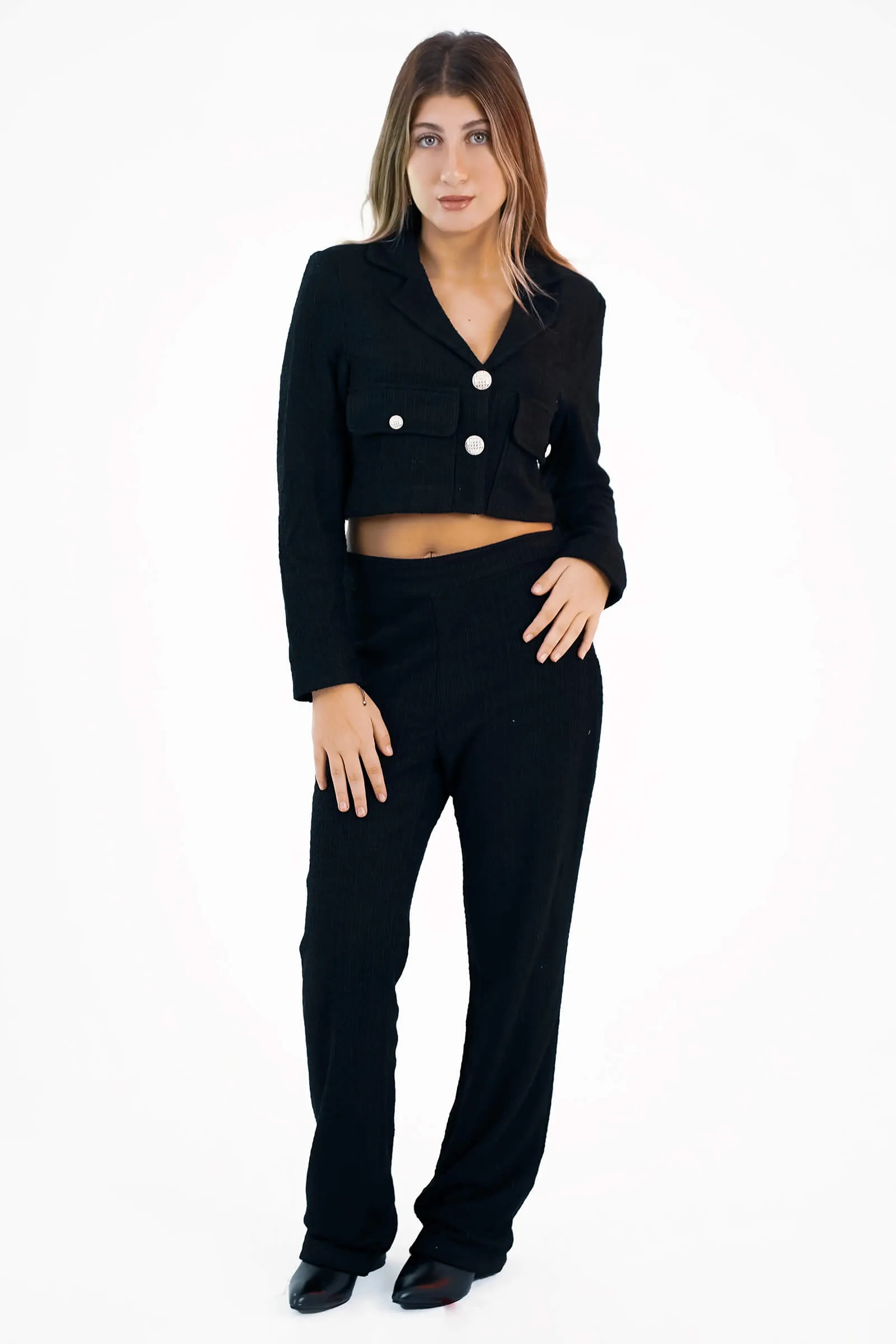 Midnight Noir Tailored Blazer & Sleek Trousers Set