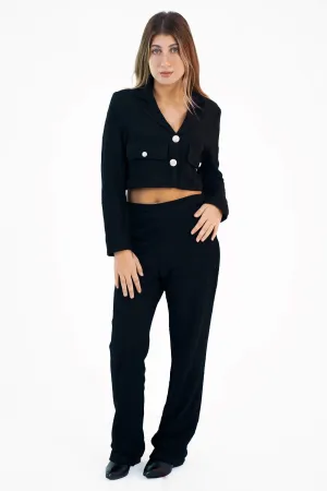 Midnight Noir Tailored Blazer & Sleek Trousers Set