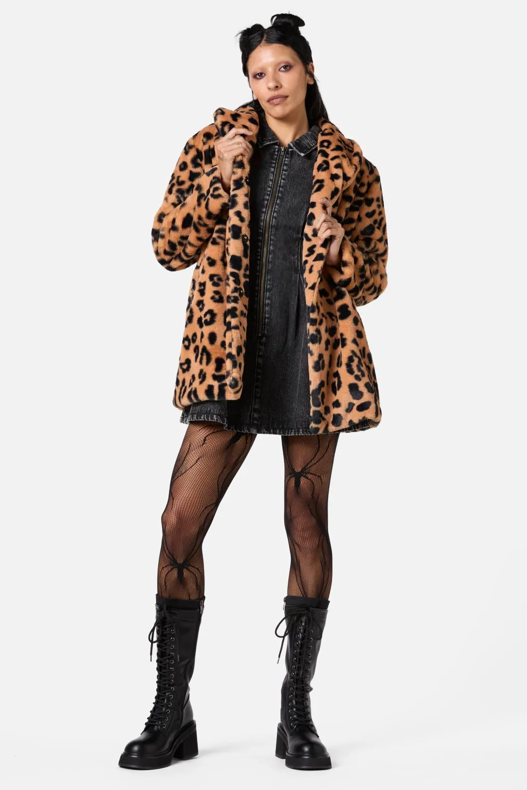Moggy Faux Fur Leopard Coat