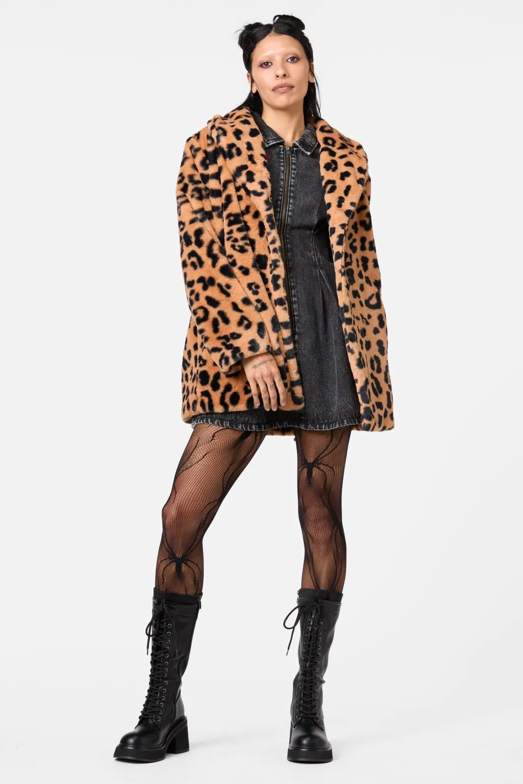 Moggy Faux Fur Leopard Coat