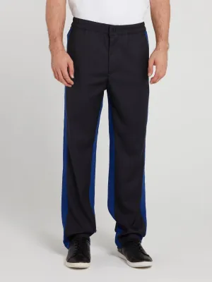Navy Elastic Waist Side Stripe Pants