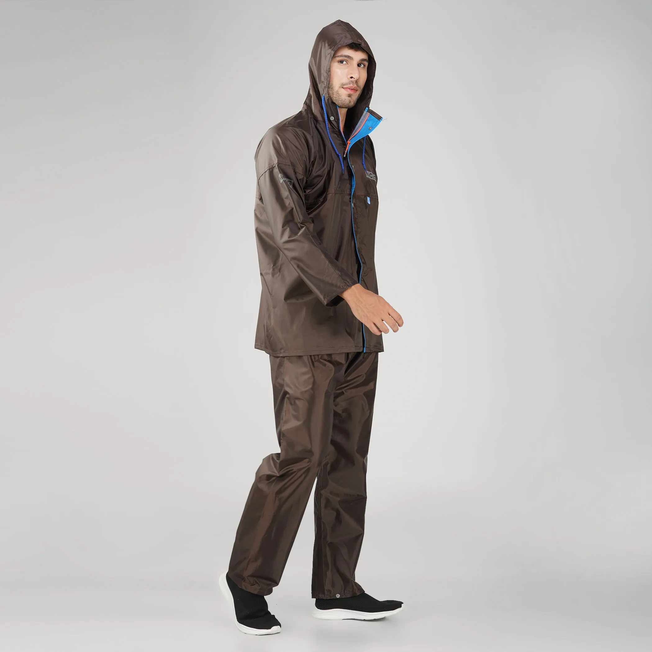 NiceG Men's Protective Raincoats with Adjustable Hood (Brown)