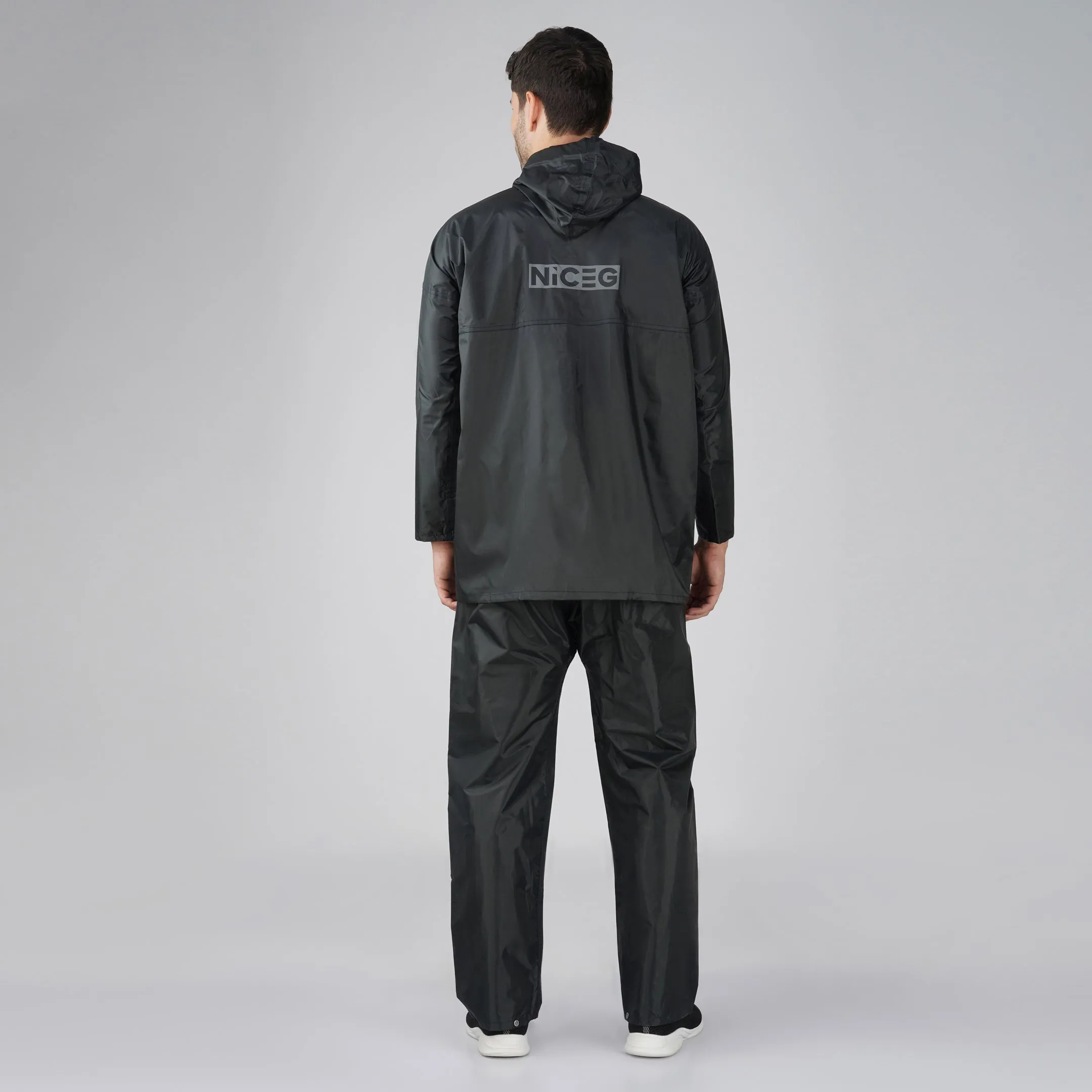 NiceG Men's Raincoats With Lightweight, Waterproof & Durable Black