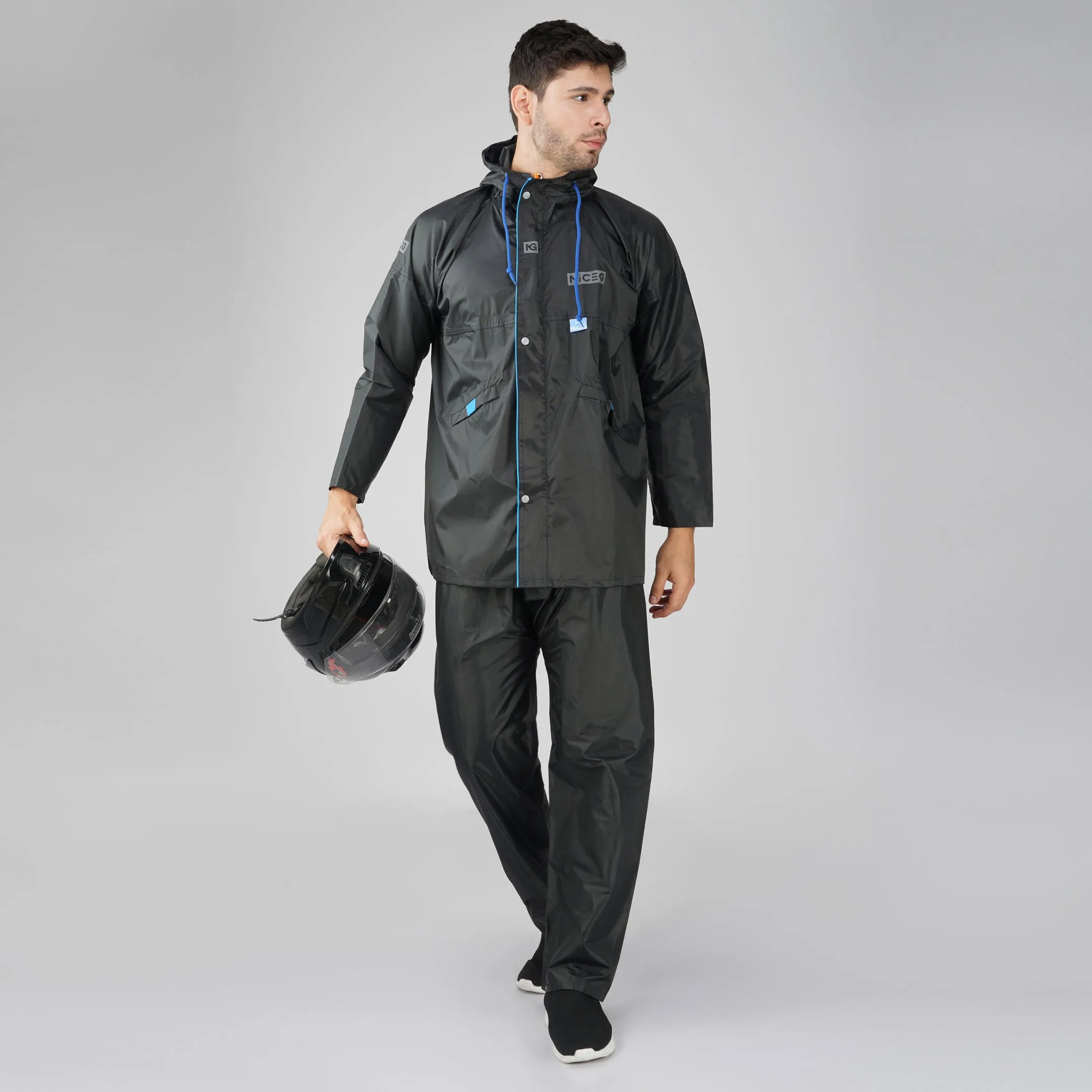 NiceG Men's Raincoats With Lightweight, Waterproof & Durable Black