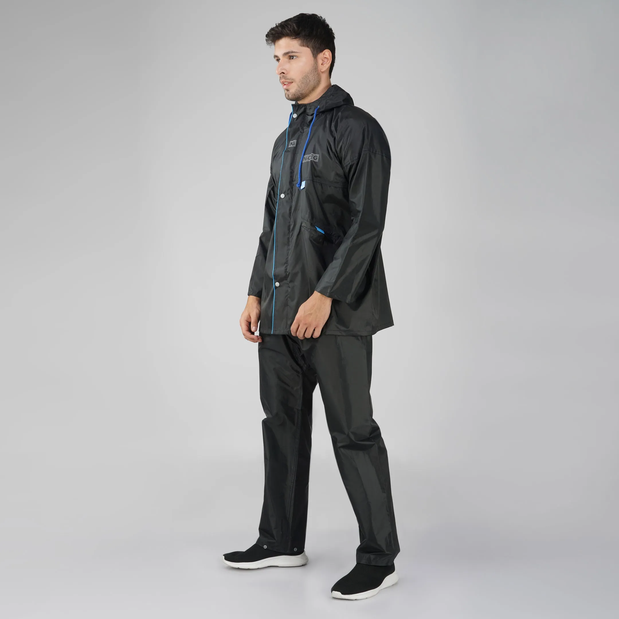 NiceG Men's Raincoats With Lightweight, Waterproof & Durable Black