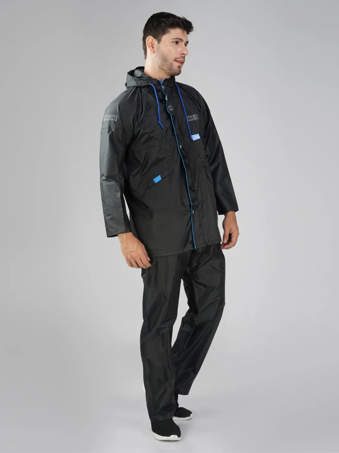 NiceG Men's Raincoats With Lightweight, Waterproof & Durable Black
