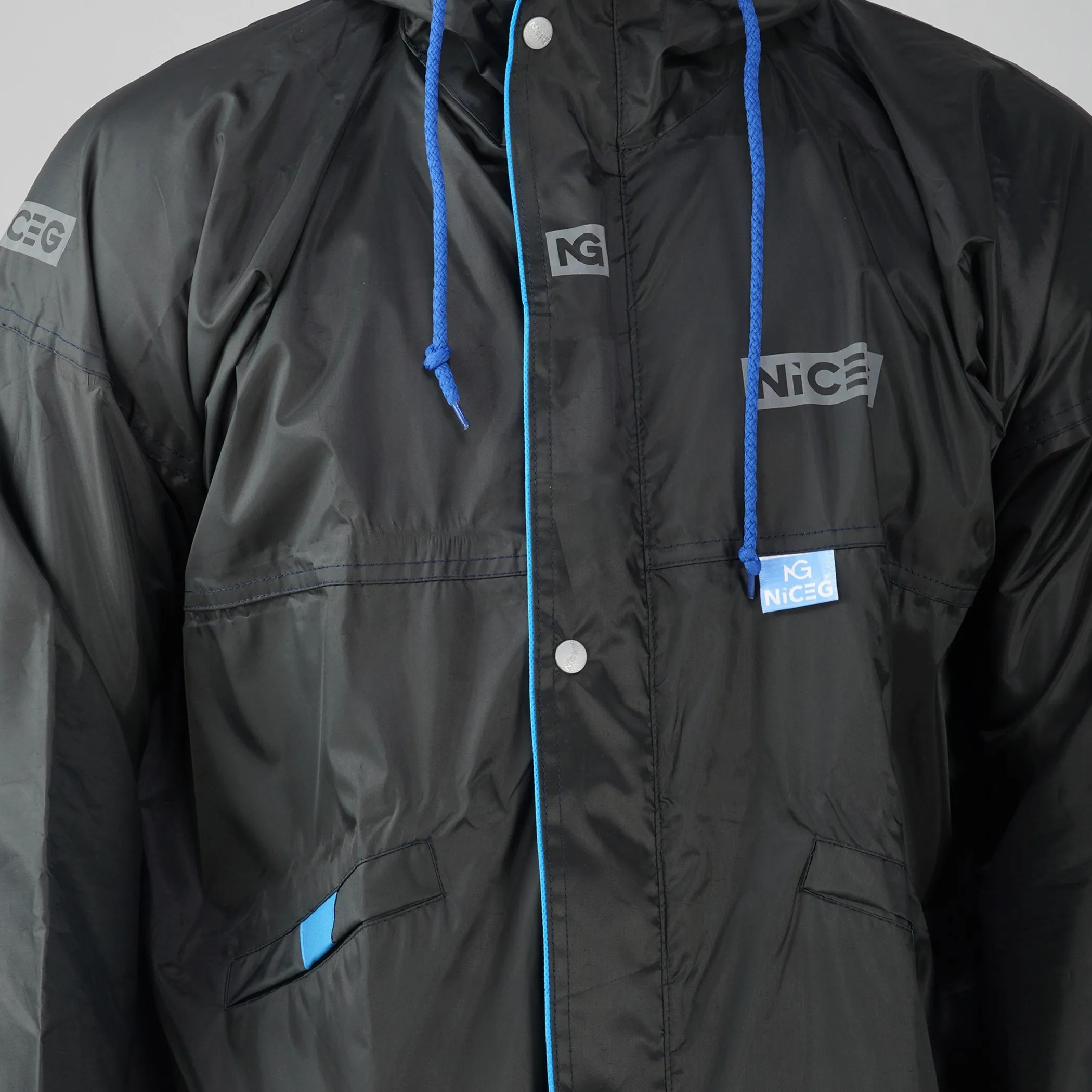 NiceG Men's Raincoats With Lightweight, Waterproof & Durable Black