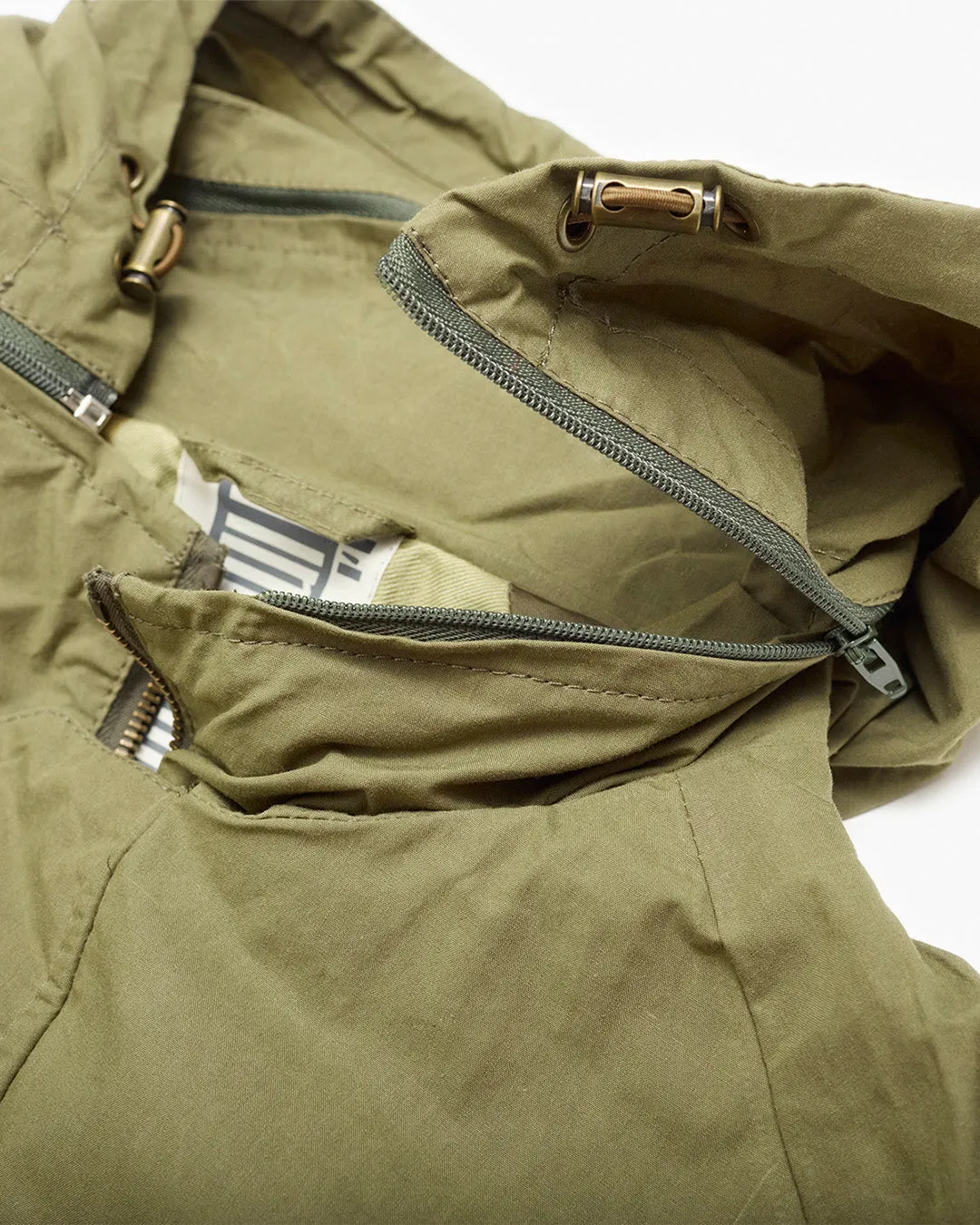 Olive Lightly Waxed Cotton Parka