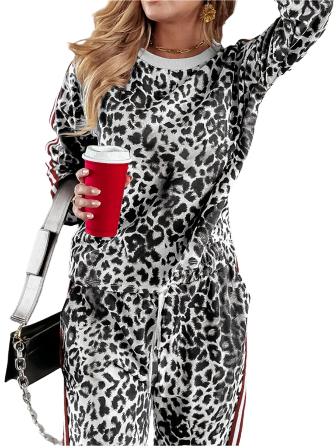 Olivia – Leopard Print Women's Long Sleeve Top and Pants Set