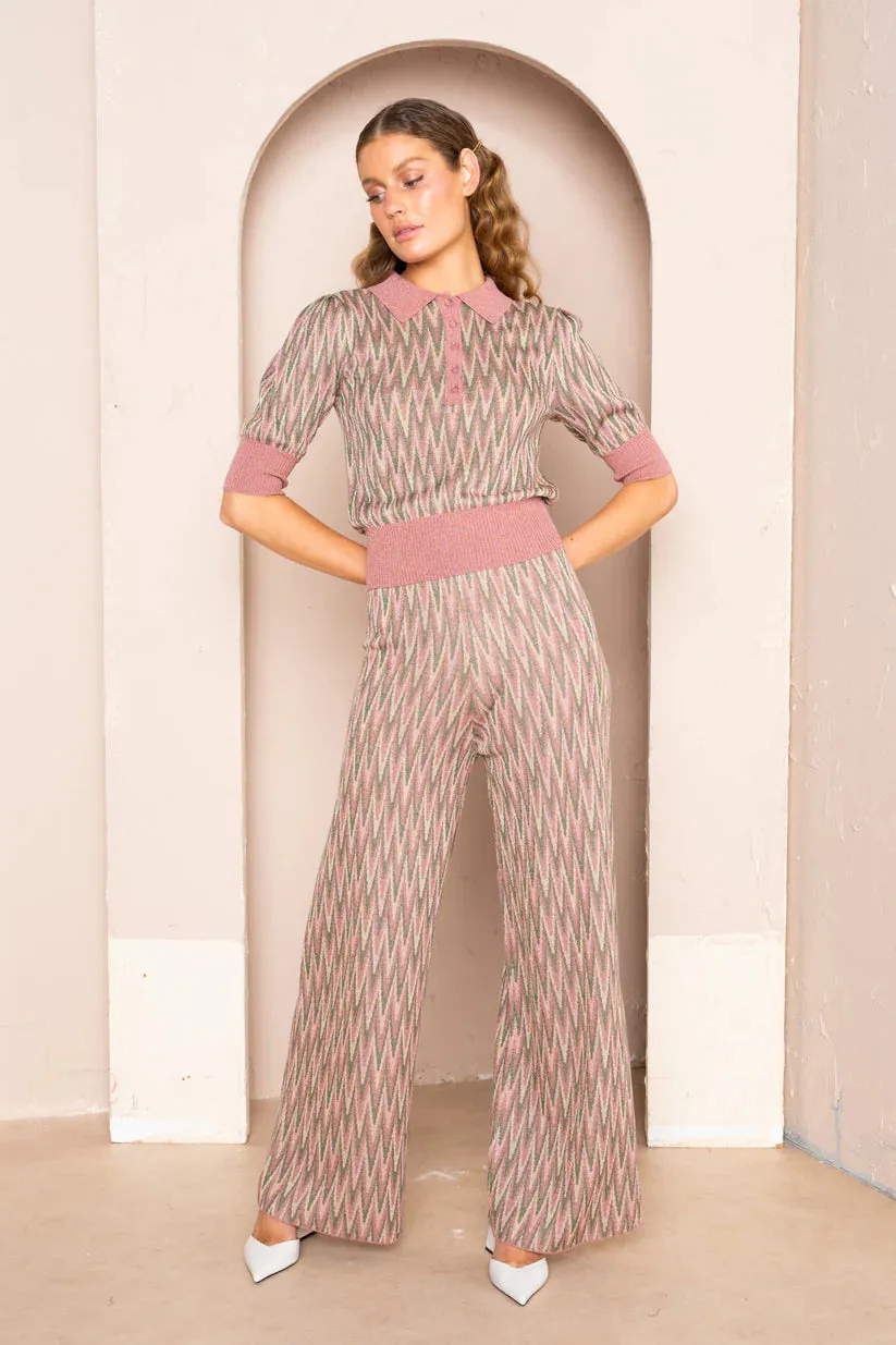 Opal Knitted Pant - Roseglow Zig