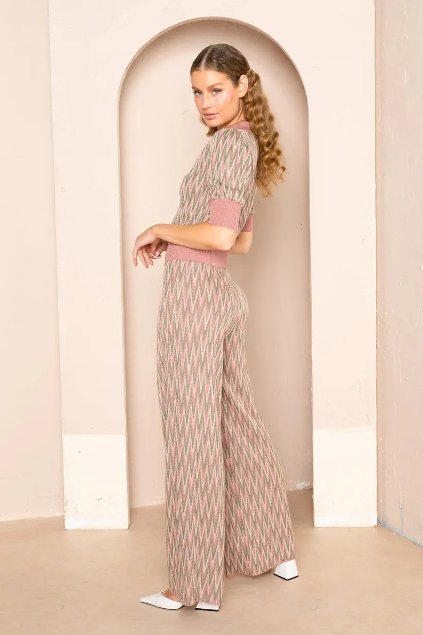 Opal Knitted Pant - Roseglow Zig