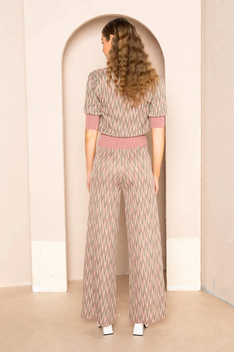 Opal Knitted Pant - Roseglow Zig