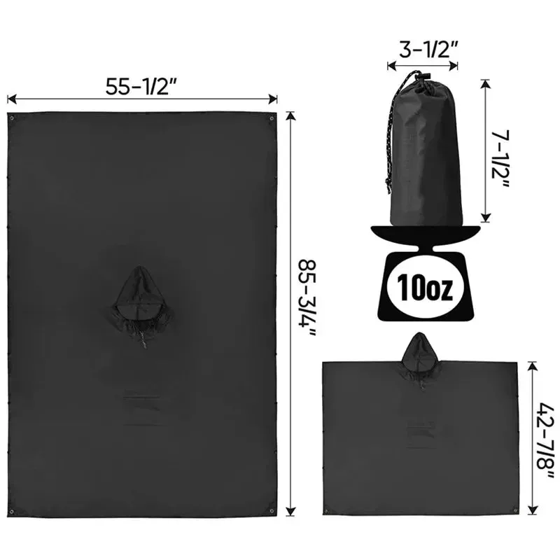 Outdoor Hooded Rain Poncho with Pocket - Waterproof Lightweight Unisex Raincoat for Hiking, Camping, Emergency