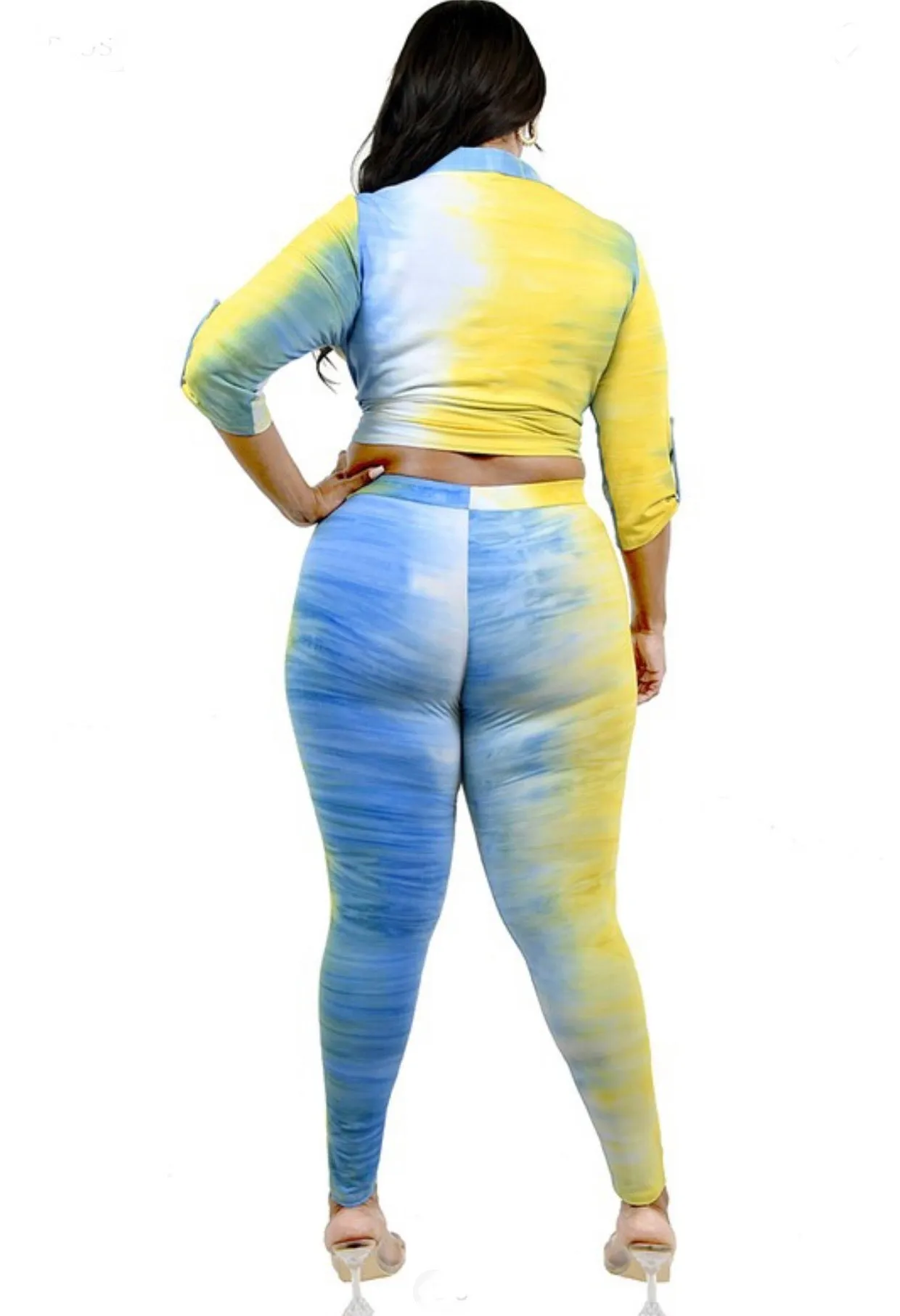 Pastel Brush Baddie Plus Two-Piece Legging Set