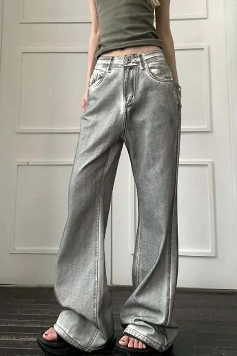 PG754 High-Waisted Wide Leg Denim Pants