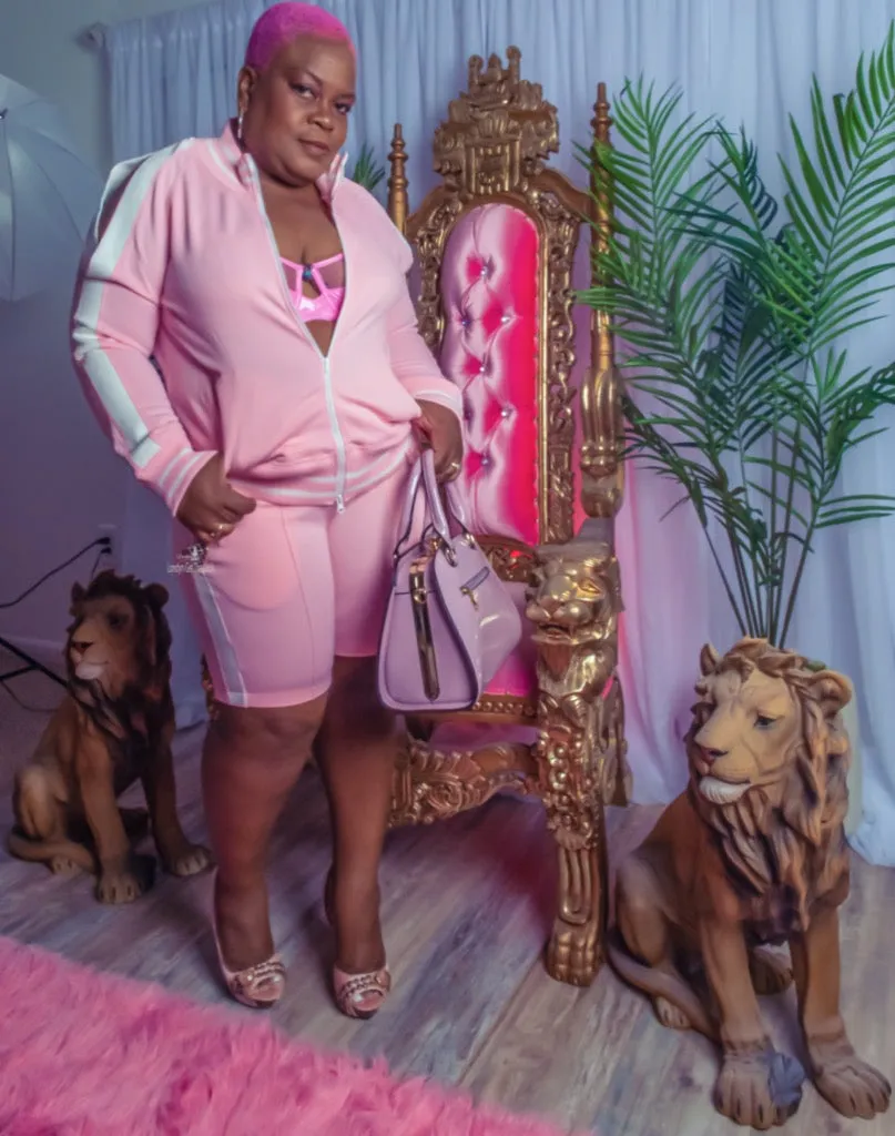 Pink Lavish Cold Shoulder Biker Short Set