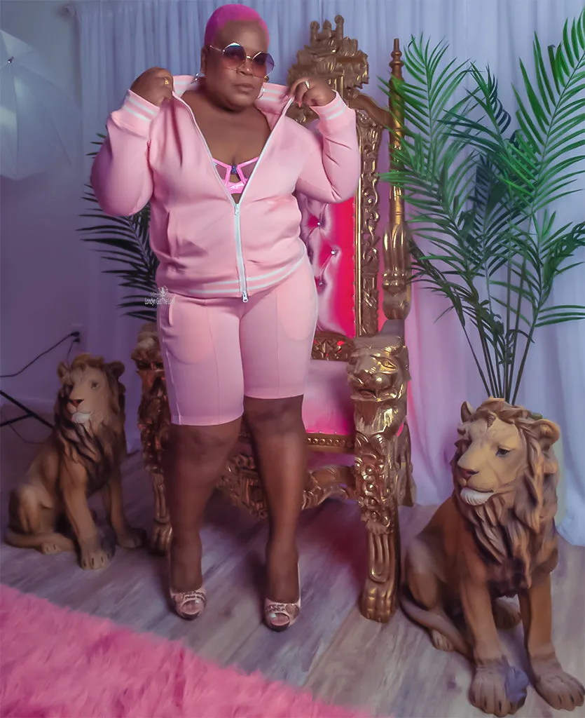 Pink Lavish Cold Shoulder Biker Short Set