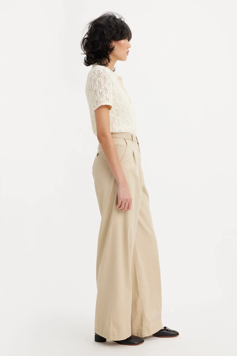 Pleated Wide-Leg Trousers Safari