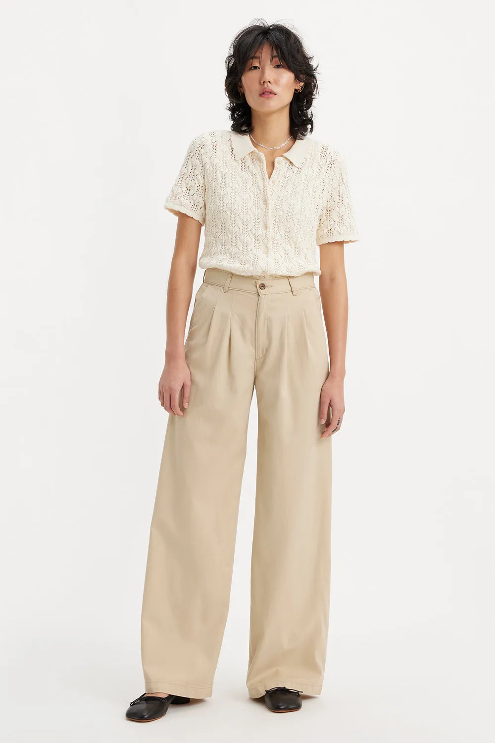 Pleated Wide-Leg Trousers Safari