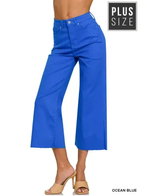Plus Ocean Blue Cropped Pants