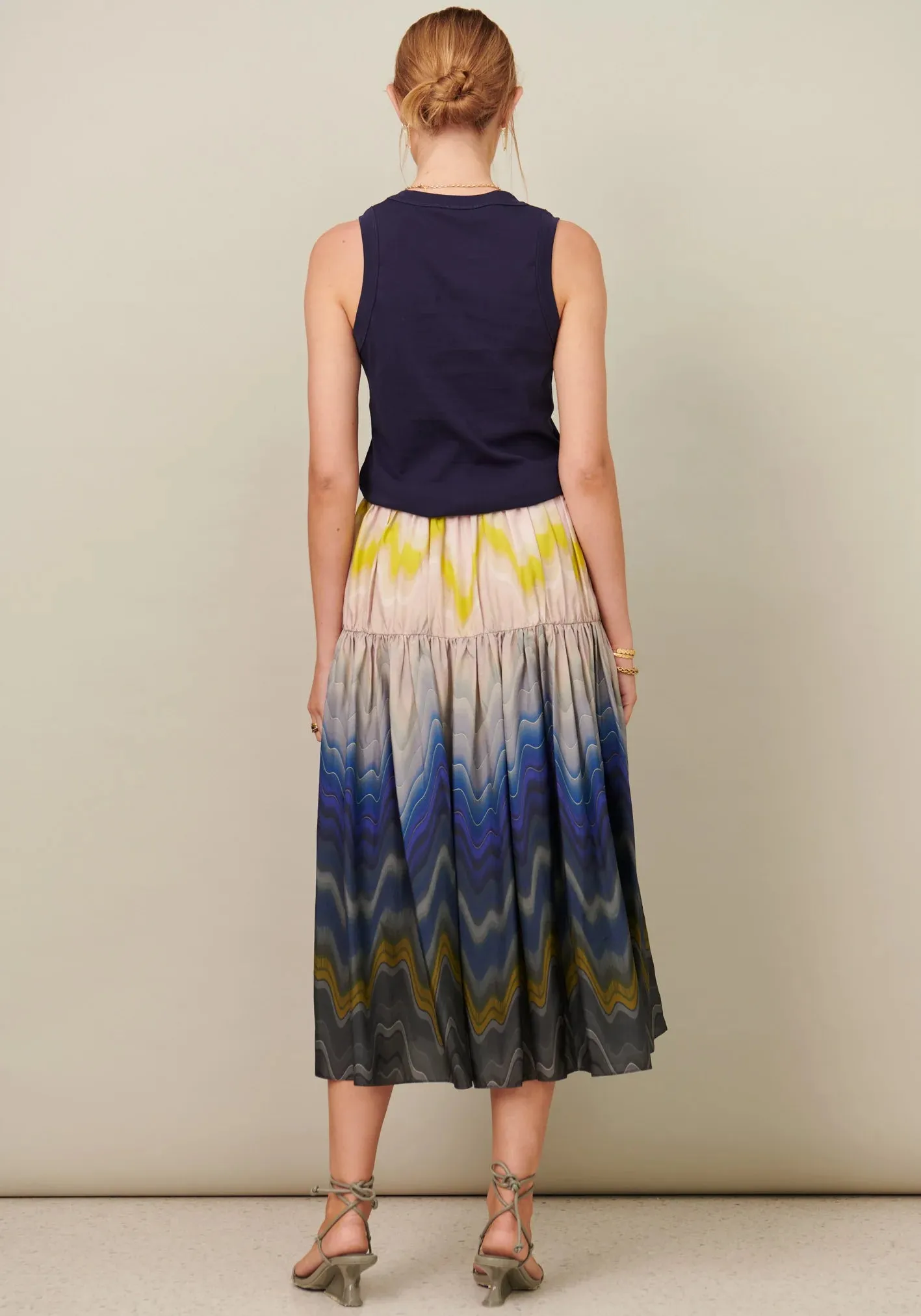 Pol Clothing - Cecelia Silk Skirt - Cecelia Print