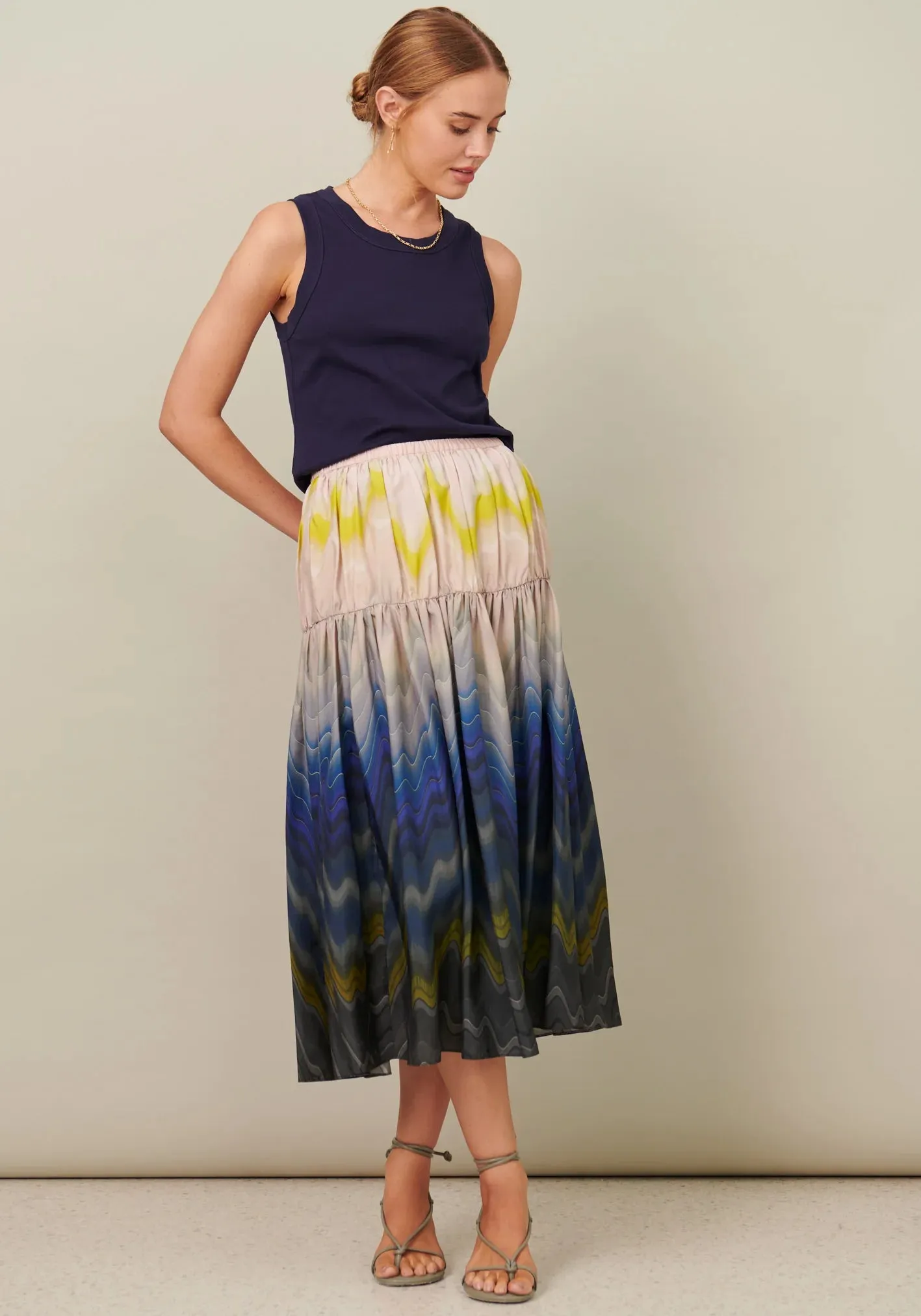 Pol Clothing - Cecelia Silk Skirt - Cecelia Print